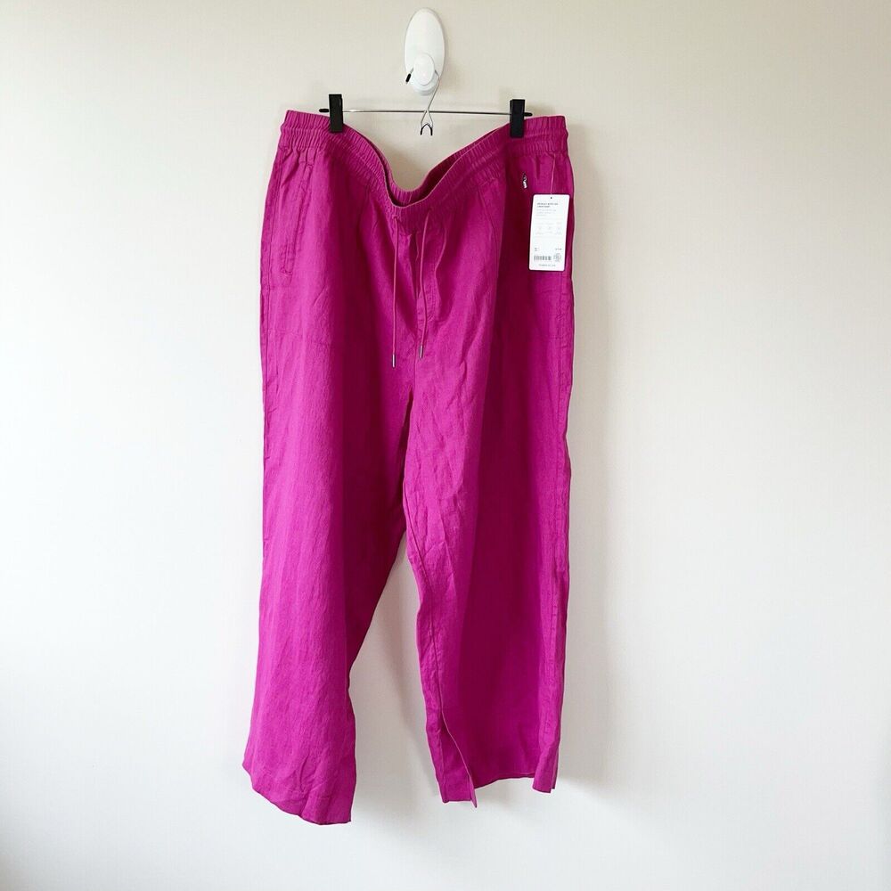 Athleta Retreat Wide Leg Linen Pants Pink Travel Women’s Size 3X NWT’s - Picture 8 of 15